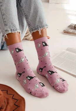 Milena ponožky 0200-171 Cats and Dots 37-41 růžová 37-41