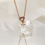 Royal Fashion stříbrný pozlacený Swarovski náhrdelník Srdce DPS0520