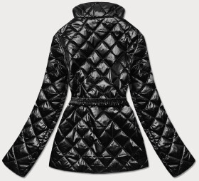 Černá prošívaná dámská bunda páskem (BH2208) odcienie czerni