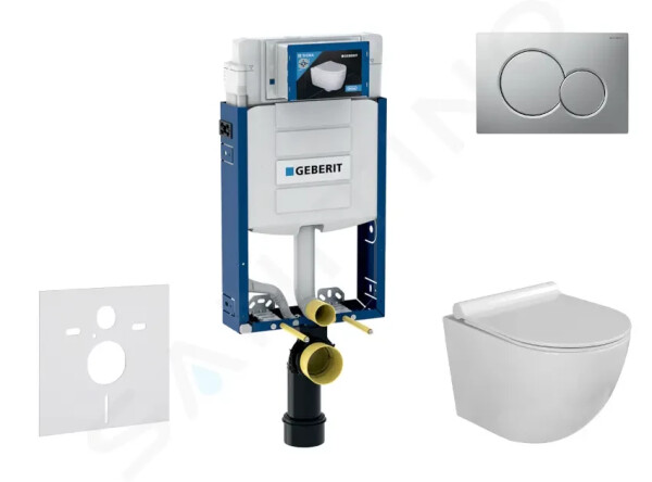 GEBERIT - Kombifix Set předstěnové instalace, klozetu Gaia a sedátka softclose, tlačítko Sigma01, lakovaný matný chrom SANI15CA1113