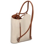Luxusní dámský kožený kabelko-batůžek Livira, hnědo-krémový
