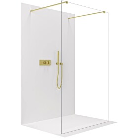 CERANO Sprchová zástěna Walk-in Onyx Duo L/P - 8 mm - hranatá vzpěra - zlatá, transparentní sklo - 150x200 cm