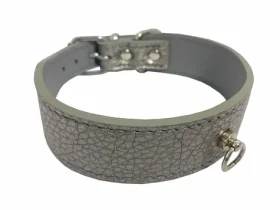 Huhubamboo METAL obojek titanový L / Obojek pro psy / 28 mm x 34-39 cm / Hovězí kůže (355468)
