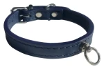 HUHUBAMBOO Obojek Exclusive modrá S / Hovězí kůže / 14 mm x 21-27 cm (355497)