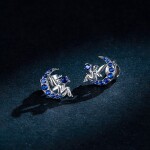 Stříbrné náušnice Zinda - měsíční víla, zirkon, stříbro 925/1000, Modrá