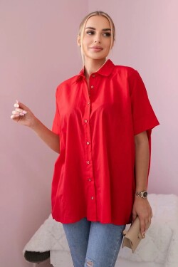 Bavlněná košile s krátkým rukávem, červená