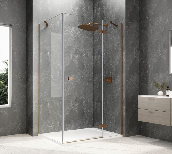 POLYSAN - GLOBE COPPER MATT obdélníkový sprchový kout 800x900, čiré sklo, pravé GB1080-3315RPG