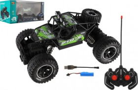 Auto RC Off-Road plast 26cm 27MHz dobíjecí pack+baterie se světlem zelené v krabici