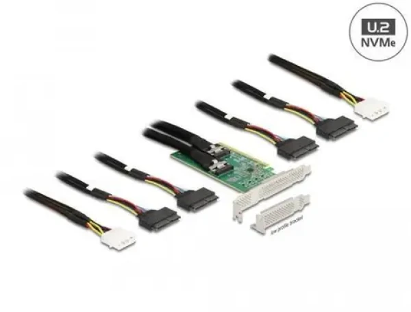 DeLock PCI Express x16 / Řadič / 4x U.2 SFF-8639 NVMe / PCIe 4.0 / 64 Gbit/s (90077)