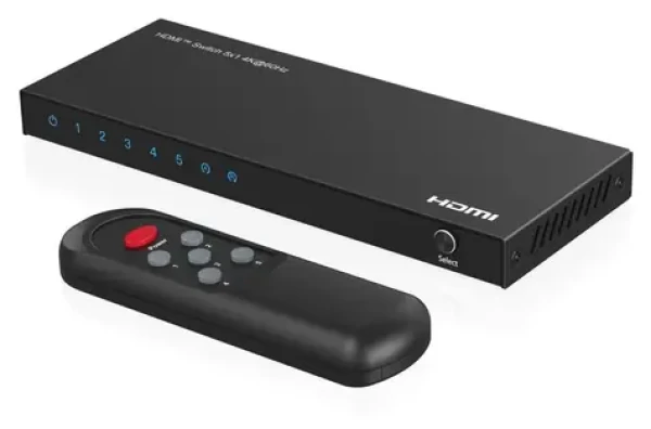 MicroConnect 5x1 HDMI Switch černá / HDMI přepínač / 4K / 60 Hz / HDCP / kov (MC-HDMISWITCH0501-4K)