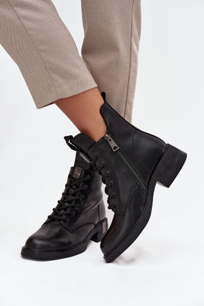 Kožené dámské kozačky na nízkém podpatku Vinceza 66818 Černé 37