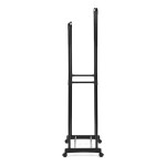 Stojan na šaty dvouramenný s odkladačem na boty, černá barva, kov / plast, chrom