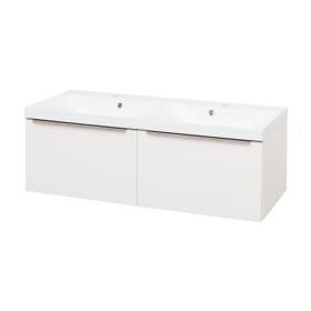 MEREO - Mailo, koupelnová skříňka s umyvadlem z litého mramoru 121 cm, bílá, chrom madlo CN518M