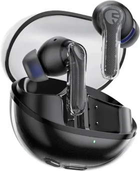 Soundpeats Clear černá / bezdrátová sluchátka / mikrofon / Bluetooth 5.3 / IPX4 / výdrž až 40 hodin (Clear Black)