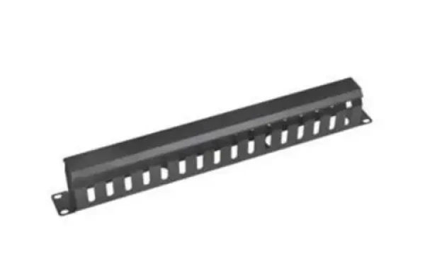 OEM Vyvazovací panel 19" 1U černý / Vyvazovací panel / kov / průchozí / hloubka 65 mm (9659)