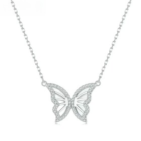 Stříbrný náhrdelník s přívěskem ve tvaru motýla - stříbro 925/1000, Stříbrná 40 cm + 5 cm (prodloužení)