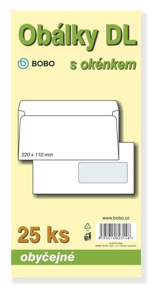Obálky DL obyčejné s okénkem (bal.25ks)