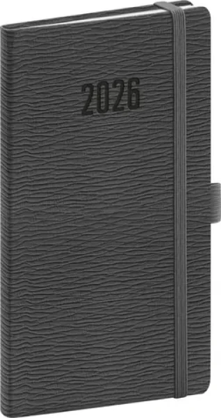 NOTIQUE Kapesní diář Rivoli 2026 šedý / 9 x 15.5 cm (PGD-KAPRI-6002)