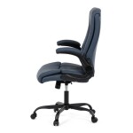 Křeslo kancelářské, tmavě modrá ekokůže, kovový kříž, kolečka na tvrdé podlahy