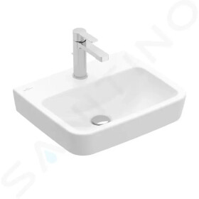 VILLEROY & BOCH - O.novo Umývátko 500x370 mm, bez přepadu, otvor pro baterii, AntiBac, CeramicPlus, alpská bílá 434451T2