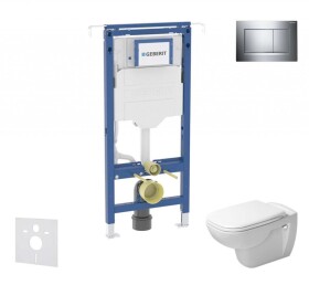 GEBERIT - Duofix Set předstěnové instalace, klozetu a sedátka Duravit D-Code, tlačítka Sigma30, Rimless, SoftClose, lesklý chrom/chrom mat SANI11CP1102