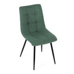 Židle jídelní, zelená látka, černé kovové nohy