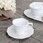 Chic Antique Porcelánový šálek s podšálkem Espresso Provence 100 ml, bílá barva, porcelán