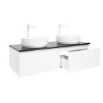 Koupelnová skříňka s kamennou krycí deskou SAT B-Way 119x30x45 cm bílá lesk BWAY120WU2B2B BWAY120WU2B2B
