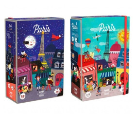 LONDJI Oboustranné puzzle Den a noc v Paříži - 36 pcs