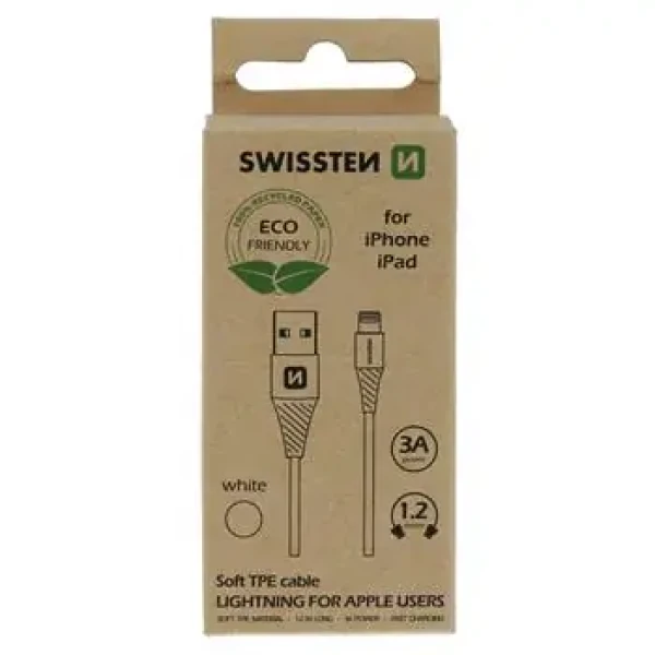 SWISSTEN datový kabel USB - LIGHTNING 1.2m bílá (ECO BALENÍ) (71502301ECO)