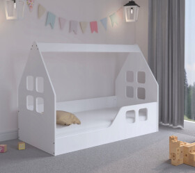 DumDekorace Dětská postel Montessori domeček 140 x 70 cm bílá pravá