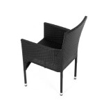 Židle zahradní, černý umělý ratan, kov, stohovatelná.