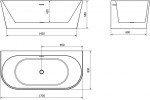 MEXEN/S - Oval+ volně stojící vana przyścienna 170 x 80, bílá, sifon a přepad zlatá kartáčovaná 52681708000-55