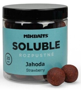 Mikbaits Rozpustné boilies Soluble Jahoda 250ml - 24mm,Mikbaits Rozpustné boilies Soluble Jahoda 250ml - 24mm