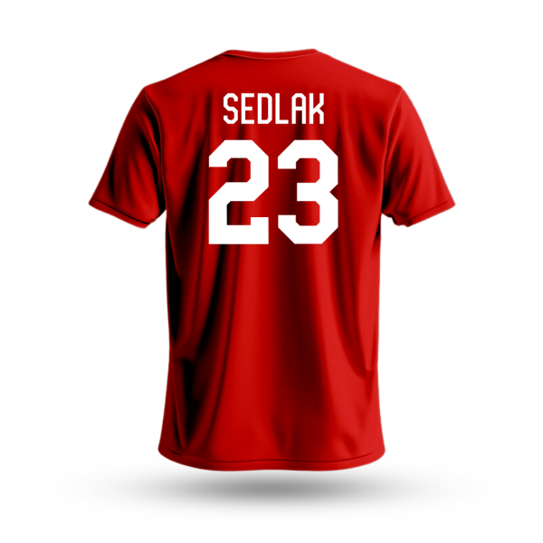 FansArena Dámské tričko Lukáš Sedlák #23 Czech National Emblem 2025 Red Velikost: S
