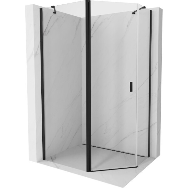 MEXEN/S - Mistsprchový kout pětiboký křídlový asymetrický 90 x 80, transparent, černá 8A8-090-080-70-00