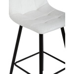 Židle barová, bílá látka, čtyřnohá kovová podnož, černý mat