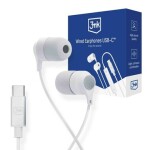 3mk Wired Earphones USB-C bílá / stereo sluchátka s mikrofonem / USB-C (5903108518062)