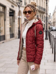 Dámská prošívaná přechodová bunda s kapucí, bordová, FashionStreet TY5885 L