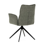 Židle jídelní, zelená látka, 360° vratný mechanismus, černý kov