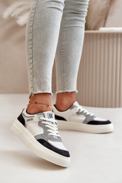 Dámské Nízké Tenisky Z Eko Kůže Big Star OO274028 Bílá-Šedá 36