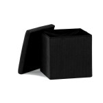 Taburet s úložným prostorem, černá manšestrová látka