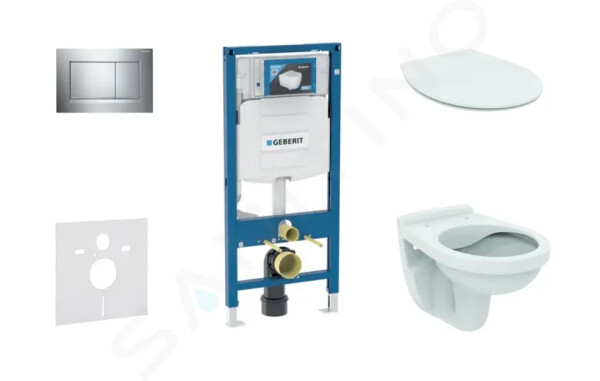 GEBERIT - Duofix Set předstěnové instalace, klozet Alpha se sedátkem, tlačítko Sigma30, chrom 111.300.00.5 ND6