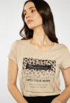 Monnari Trička Dámské tričko s ozdobným panelem Beige L