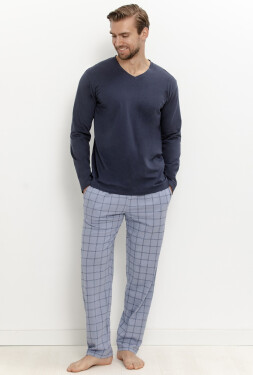 Pyžamo Taro 3668 Dorian, dlouhé rukávy, velikosti M–2XL, Z26 tmavě modrá XXL