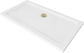 MEXEN/S - Flat sprchová vanička obdélníková slim 120 x 70, bílá + zlatý sifon 40107012G