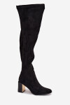 Dámské Kozačky Nad Kolena Na Podpatku Eko Semišové Černé Jelina 40