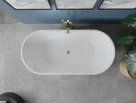 MEXEN/S - Luna vana volně stojící 180 x 80, bílá/černá, sifon a přepad zlatá kartáčovaná 52031808075-55