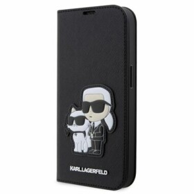 Pouzdro Karl Lagerfeld PU Saffiano Karl and Choupette NFT Book iPhone 13 Pro černé