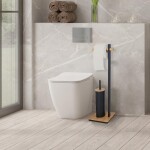 Erga Luki, držák na toaletní papír a WC kartáč 2v1, černá matně-hnědá, ERG-YKA-P.LUKI